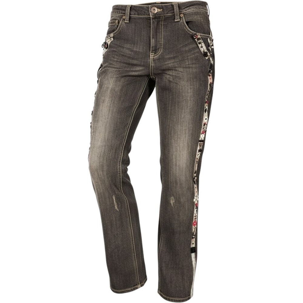 Foufouille Alberobello Beaded Crushed Denim Pants Jeans Womens Small 29x30